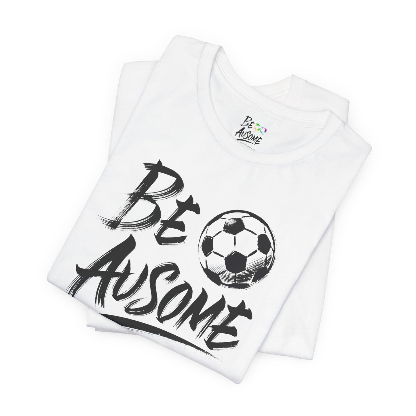 Soccer Ball Be Ausome Autism Awareness Short Sleeve Tee